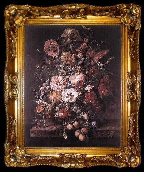 framed  RUYSCH, Rachel Bouquet in a Glass Vase dsf, ta009-2